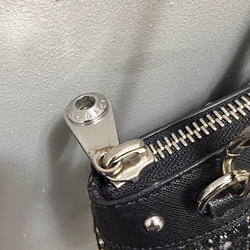 Henri Bendel Black Tweed Handbag with Fur Pom Pom - Picture 3 of 7